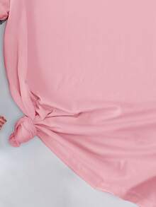 Women's Casual Letter Print Round Neck T-Shirt, Summer - Baby Pink - View 4