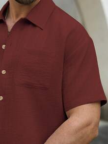VENTUSAIL Men's Mature Casual Textured Shirt, Holiday - Redwood - View 5