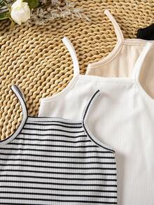 SHEIN Set de 4 piezas de peto informal y cómodo para bebés niñas, adecuado para vacaciones de verano y salidas - Multicolor - Ver 7