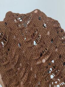 SHEIN Swim Curve Quần short bikini hở lưng gợi cảm cho nữ cỡ lớn đi biển - Cà phê nâu - Xem 4