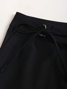 Sweetra Women's Slim Fit Elegant Office Wear Wide Leg Pants, Spring/Summer - Black - View 5