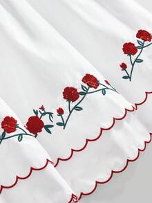 Sweetness French Vacation Rose Embroidery Sweet Mini Dress For Women - White - View 4