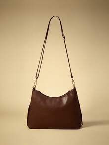 Travachic 1pc Fringed Decor Solid Color Suede/PU Leather Crossbody Bag, Vintage Chic Style, Suitable For Women Everyday Use In Autumn/Winter, Newest Fashionable Suede Bag For Women, Perfectly Matching With Fall Outfits Women Fall Clothes For Women - Coffee - View 7