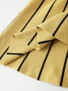 Franclia 女士条纹吊带优雅束腰针织连衣裙，适合派对和旅行穿着。 - 鵝黃色 - 查看 5