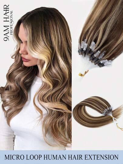 Micro Loop Hair Extensions Human Hair Extensions 1 Pack Natural Straight Invisible Beads Thick Micro Ring Loop Hair Extensions With Fishing Line No Glue Needed Soft For All Women Beginner Friendly