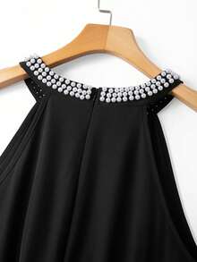 GlowEve CURVE Robe évasée élégante à col de perles pour femmes grandes tailles, pour le travail - Noir - Voir 5