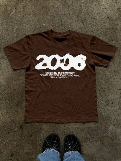 Glimmora 女士字母印花短袖休闲圆领T恤