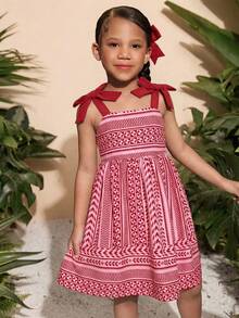 Travachic KIDS 少女碎花褶皱吊带连衣裙 - 淺粉色 - 查看 6