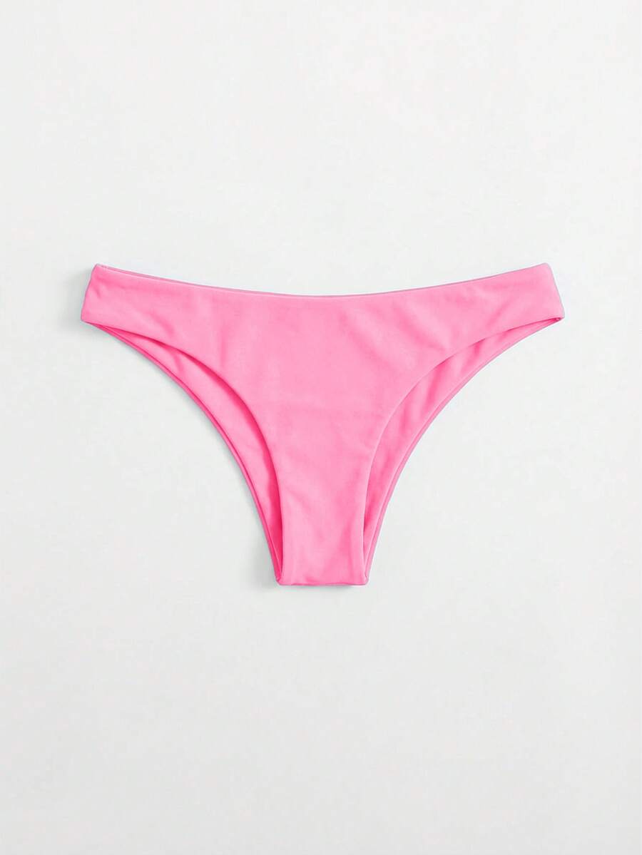 Swim Basics 女士纯色比基尼泳裤 - 粉色 - 查看 1