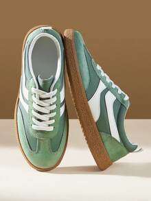 CUCCOO EASI Giày thể thao nữ màu be, kiểu dáng thường ngày, thích hợp cho dịp Giáng sinh. - Màu xanh lá cây nhạt - Xem 3