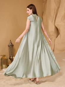Modelyn Gaun Wanita dengan Motif Simpul Kupu-kupu dari Kain Bertekstur Elegan - Mint Green - View 2