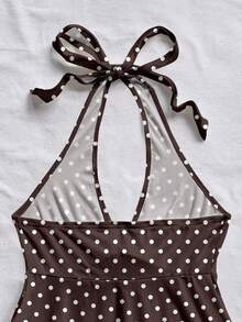 Soleia Áo ngủ nữ kiểu dáng retro chấm bi cổ chữ V buộc nơ, hở lưng, thích hợp cho kỳ nghỉ hè. - Nhiều màu - Xem 6