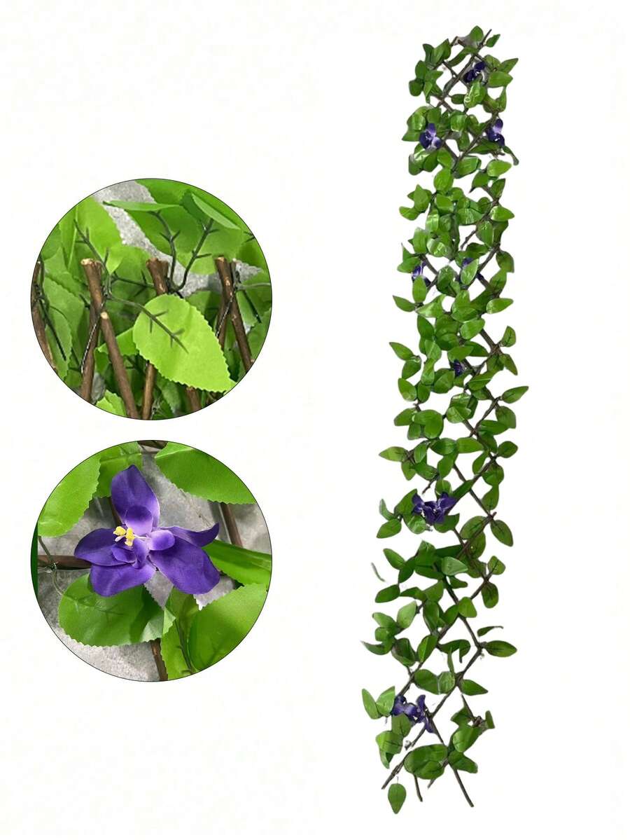 2 pièces Écran de clôture décoratif en plastique durable résistant aux intempéries avec lierre artificiel et orchidées violettes et blanches. Convient pour le jardin, le patio, les mariages, la Fête des Mères et la décoration de juin. Améliore l'esthétique du jardin. Panneaux faciles à installer, clôture de jardin décorative - Multicolore - Voir 1