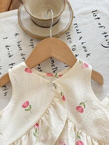 LMoss Kids 2 Stücke Baby Mädchen Ditsy Blumen Gestrickter Weste und Leggings Set - Verschiedenfarbig - Übersicht 4