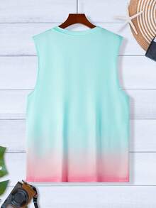 Genlund Men's Ombre Botanical Print Sleeveless Casual Tank Top, Summer, Holiday - Multicolor - View 2