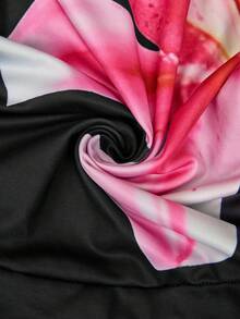 Opuloom 女士碎花吊带褶皱腰身修身浪漫优雅休闲通勤约会晚宴迷你连衣裙，春夏款 - 彩色 - 查看 6