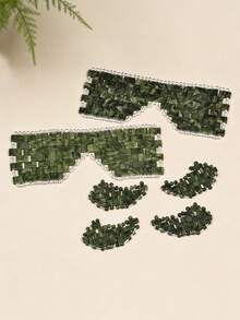 1pc Natural Jade Eye Mask, Xiuyan Jade Cooling Eye Mask, Hand-Woven Jade Eyelids, Cooling And Protective Eye Mask - Green - View 8