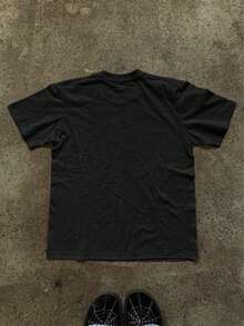 Women's Simple Printed Round Neck Short Sleeve T Shirt - 黑色 2 - 查看 3