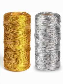 1/2 piezas Adornos colgantes para envolver regalos, suministros para fiestas, manualidades de costura, decoración del hogar, cuerda de macramé dorada y plateada, hilo retorcido, cinta, suministros de manualidades para el Día de San Valentín, cuerda, cinta, hilo de bricolaje - Multicolor - Ver 13