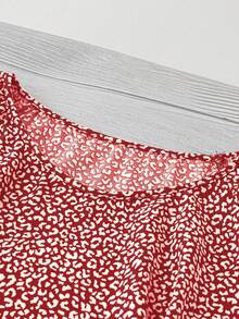 Linhara Plus Size Women Casual All-Over Print Round Neck Shirt, Versatile For Daily Wear - Red - View 4