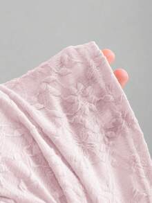 Sweetra Vestido de manga larga con cuello cuadrado de unicolor, nuevo vestido sexy con cordones de primavera/otoño - Rosa Pálido - Ver 3