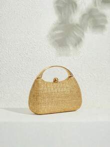 SHECARRY 女士手提包，精美假日编织包 - 杏色 - 查看 3