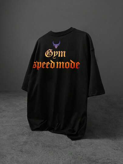 Sport MetroGents 男士字母印花宽松圆领短袖运动T恤