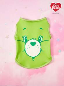 Care Bears X PETSIN 1件可爱心形小熊卡通图案宠物背心，黄绿色小熊脸数码印花，透气亲肤宠物服装 - 彩色 - 查看 6