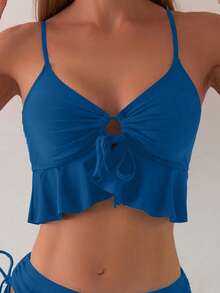Swim Basics Women's Solid Color Swimwear Set For Vacation & Beach - Teal Blue - View 5