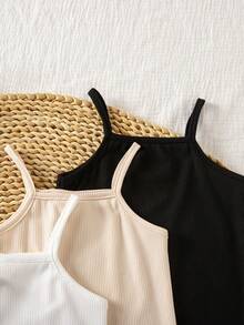 SHEIN Set de 4 piezas de peto informal y cómodo para bebés niñas, adecuado para vacaciones de verano y salidas - Multicolor - Ver 3