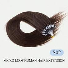 Tóc nối Micro Loop, tóc thật, 1 gói, thẳng tự nhiên, hạt cườm vô hình, dày, kiểu vòng nối Micro Loop, không cần keo, mềm mại, phù hợp cho mọi phụ nữ, dễ sử dụng cho người mới bắt đầu. - Nhiều màu - Xem 38
