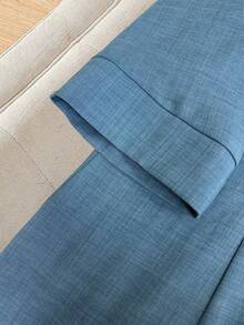 GlowEve CURVE Blazer de manga larga de talla grande para mujer, de un solo botonadura, con cuello muescado, de unicolor, versátil y apropiado para el trabajo - Azul - Ver 4