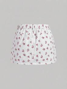 SHEIN MOD 大码女式休闲碎花牛仔迷你裙 - 彩色 - 查看 4