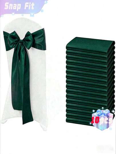 10 adet Koyu Yeşil Saten Sandalye Fiyonk Kuşakları Düğün Sandalye Kurdele Fiyonk İpek Sandalye Düğüm Bağları Resepsiyon Restoran Etkinlik Ziyafet Parti Otel Dekorasyonları İçin