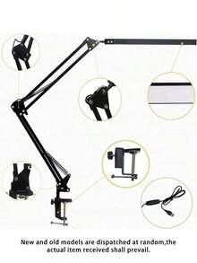 LED Eye-Protecting Folding Long-Arm Clip Black/White Desk Lamp With Three-Color Temperature Settings - USB-Powered, Universal-Joint Design,Material Metal/ABS,Ideal For Office, Dormitory, Studying, Reading, Live Streaming, And Meetings - multicolor - View 11