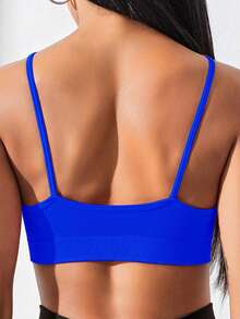 SHEIN Core Rhythm 女士白色网眼拼接运动短袖 T 恤健身上衣健身吊带上衣 - 寶藍色 - 查看 2