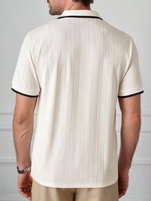 Core Aspect 男士高级提花Polo衫，送给男友或丈夫的时尚礼物，男士纹理Polo衫，白色纹理Polo衫，适合日常通勤、旅行、度假和外出等各种场合，也是送给丈夫和男友或朋友的理想礼物，休闲简约风格，都市成熟风格，英伦绅士风格…… - 白色 - 查看 2