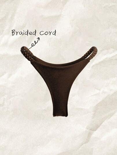 Elavelle 女士纯色编织比基尼泳裤，春夏款