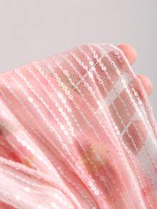 Sweetra Women's New Fashion Versatile Sequin Embroidered Halter Neck Short Sleeve Mini Dress - Pink - View 4