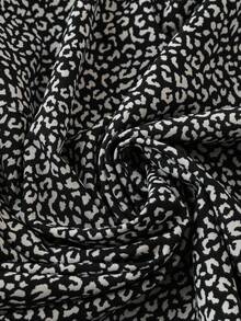 Linhara Plus Size Casual Leopard Print Shirt - Black - View 5