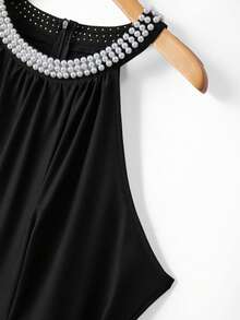 GlowEve CURVE Robe évasée élégante à col de perles pour femmes grandes tailles, pour le travail - Noir - Voir 6
