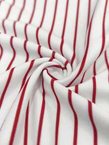 Resyla 大码女式圆领条纹拼接休闲日常短袖T恤 - 彩色 - 查看 3