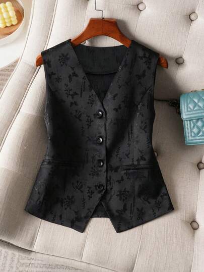 GlowEve CURVE Áo vest jacquard trơn màu thanh lịch cỡ lớn
