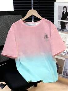 Áo thun cổ tròn in hình cây cọ chuyển sắc và dòng chữ VIBES, chủ đề kỳ nghỉ biển Los Angeles, dành cho bé trai lớn. - Nhiều màu - Xem 3