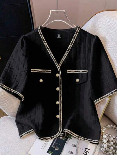 GlowEve CURVE 大码女式梭织优雅假日夏季衬衫