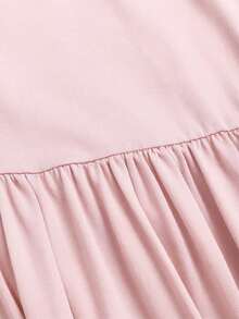 Sweetra Spring/Summer New Arrival Boat Neck Pleated Asymmetric Hem Top & Long Skirt Set, Fashionable Casual - Pink - View 6