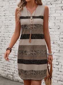 EMERY ROSE Women's V-Neck Color Block Casual French Style Date Party Mini Dress - Multicolor - View 6
