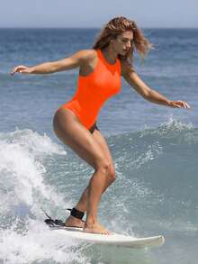 Swim SPRTY Women's One-Piece Swimsuit, Sunscreen, Racerback, Seamless Women's One Piece Bathing Suit One Piece Swimsuit For Women Full Coverage Bathing Suit Women's Swimsuits Beach Outfit For Women - Burnt Orange - View 5