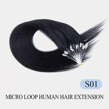 Tóc nối Micro Loop, tóc thật, 1 gói, thẳng tự nhiên, hạt cườm vô hình, dày, kiểu vòng nối Micro Loop, không cần keo, mềm mại, phù hợp cho mọi phụ nữ, dễ sử dụng cho người mới bắt đầu. - Nhiều màu - Xem 24