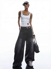 LYSMO 2026 New Arrival Embroidered Shell Trim Contrast Color Minimalist Sleeveless Vest, Suitable For Spring/Summer, Streetwear - White - View 7